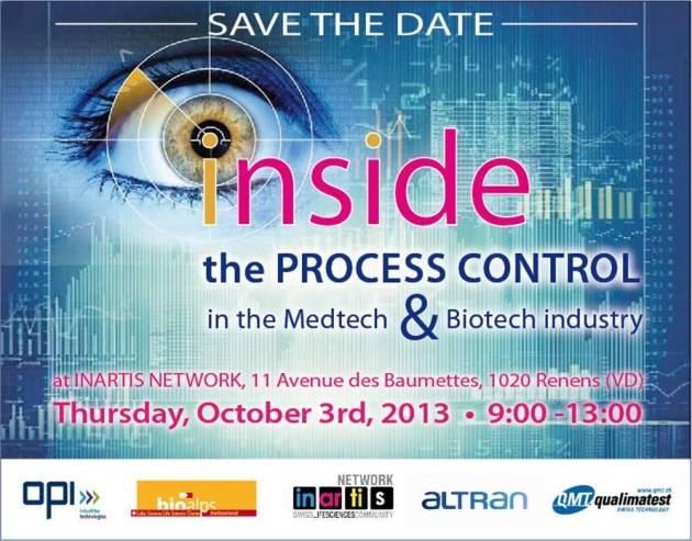 Save the date: Process Control in the Medtech & Biotech Industry – October 3rd, 2013