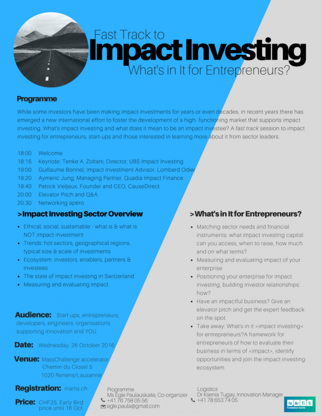 Get your Early Bird ticket for “Fast track to Impact Investing”