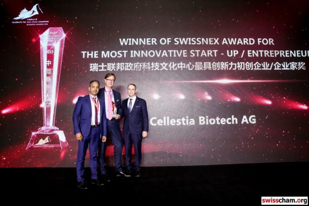 La start-up Cellestia Biotech récompensée au Sino-Swiss Business Awards à Pékin